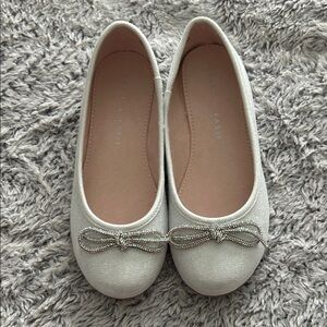 Kelly & Katie Cream Ballet Flats with Bow Accent